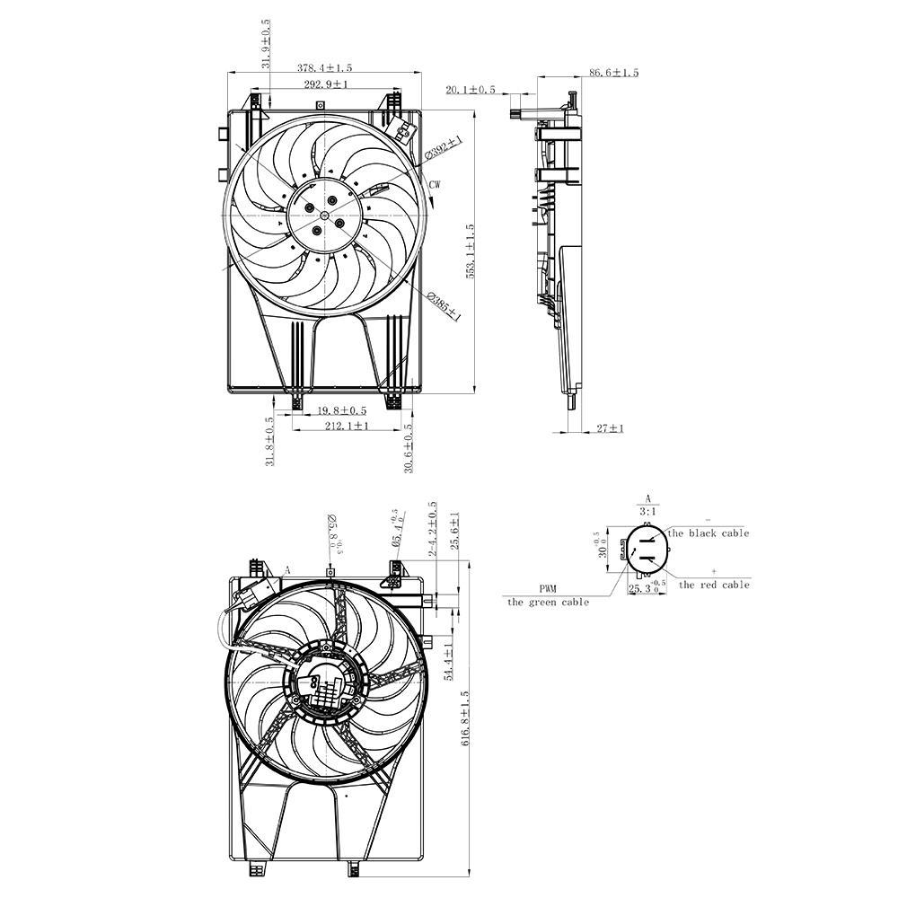 Eletroventilador 12V 270W para Chevrolet Montana - Gauss - GE1163