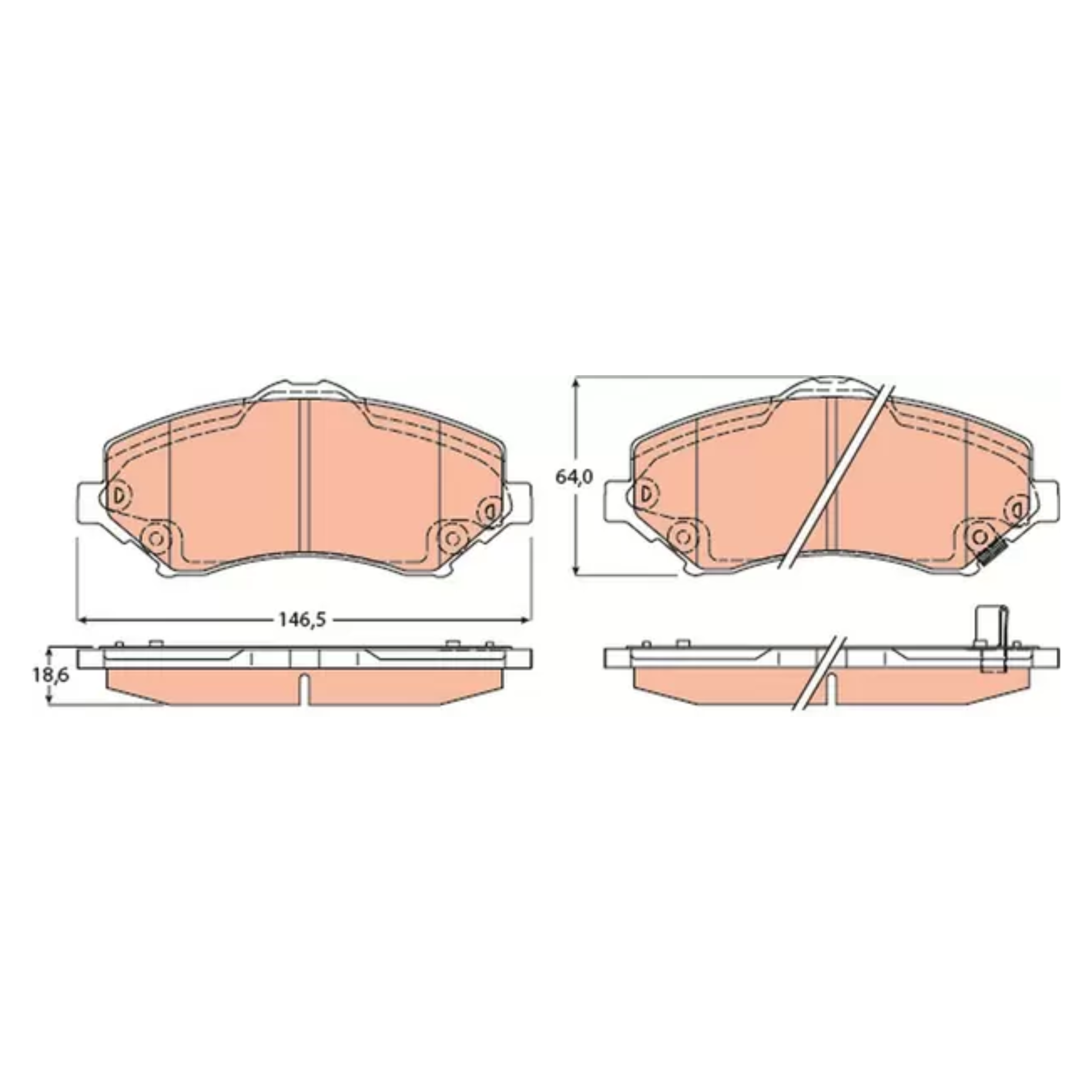 Pastilhas Freio Dianteira Antirruído Cotec para Dodge Journey e Fiat Freemont - TRW - GDB4605