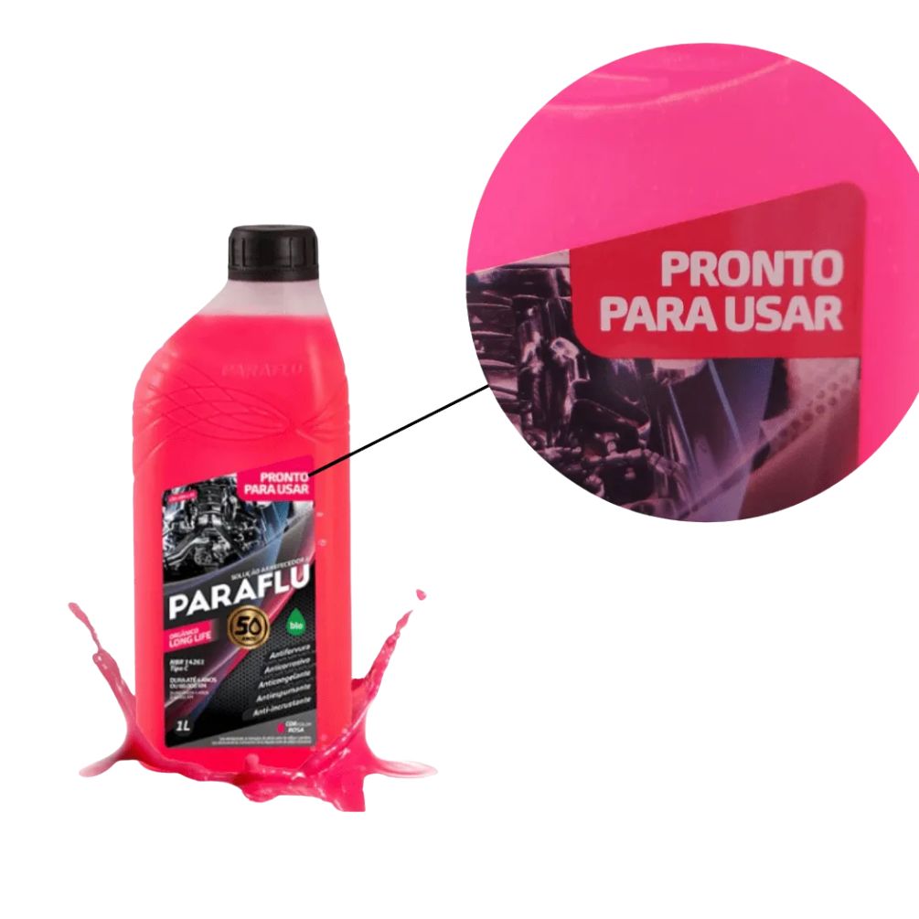 Aditivo para Radiador Rosa Paraflu Bio Orgânico Pronto para Uso 1 Litro - Paraflu - 10-3004