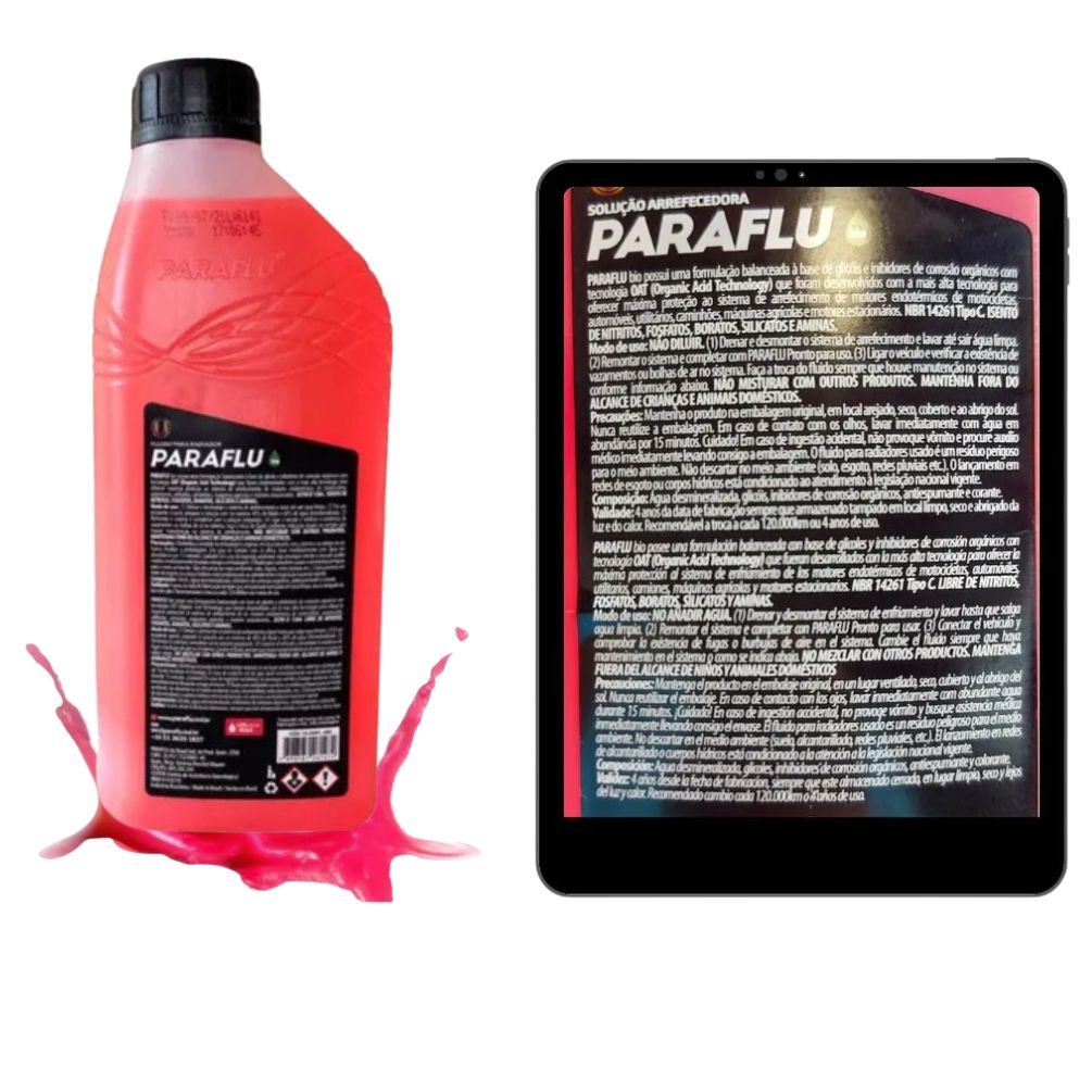 Aditivo para Radiador Rosa Paraflu Bio Orgânico Pronto para Uso 1 Litro - Paraflu - 10-3004