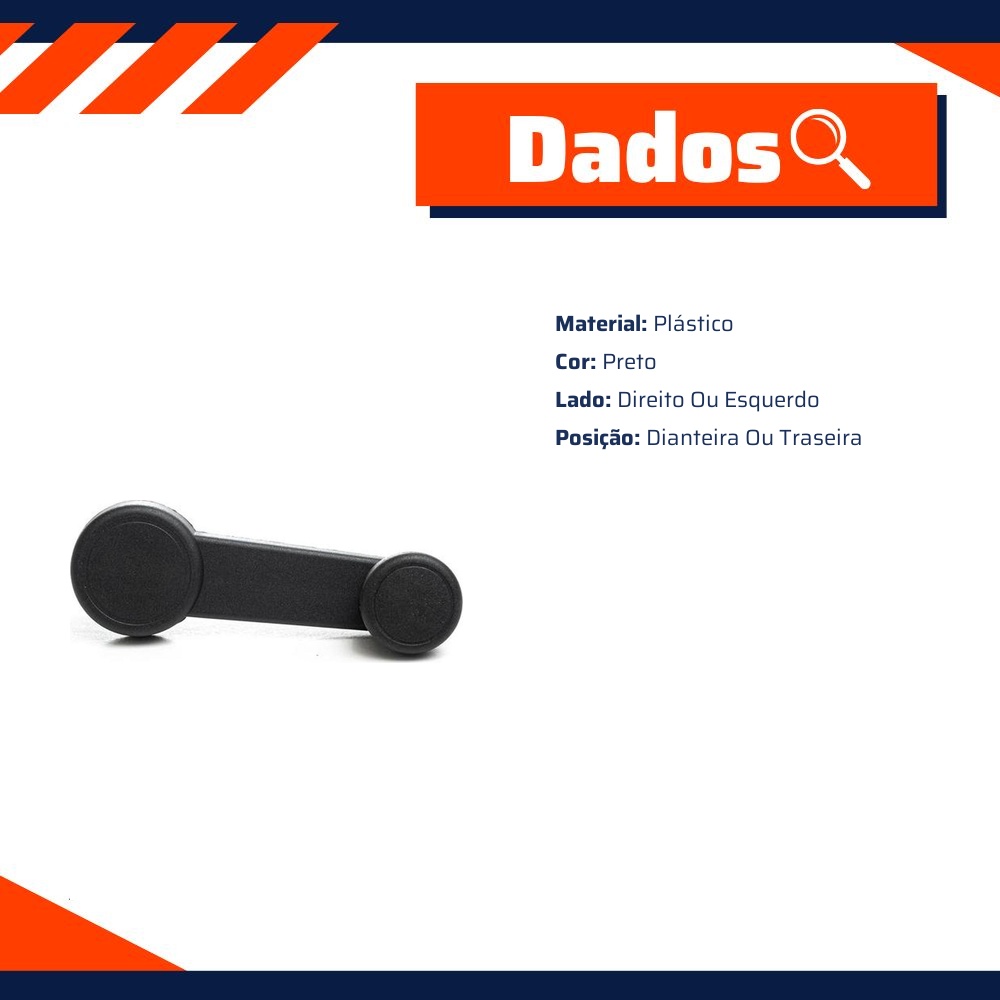Manivela Reguladora do Vidro para Ford Courier e Fiesta - Universal Automotive - 30373