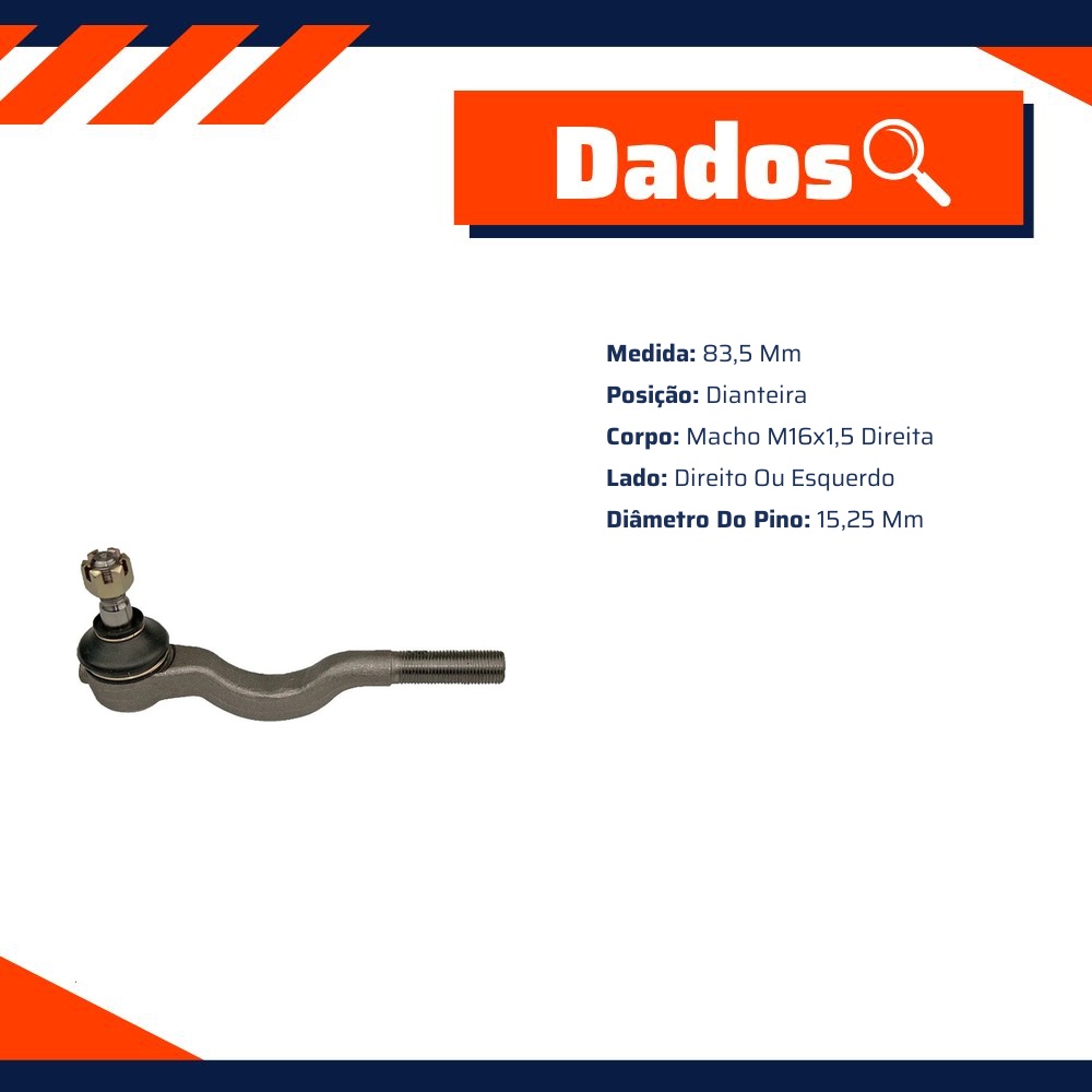 Terminal de Direção para Hyundai Terracan e Mitsubishi L200 - Amortex - 33167