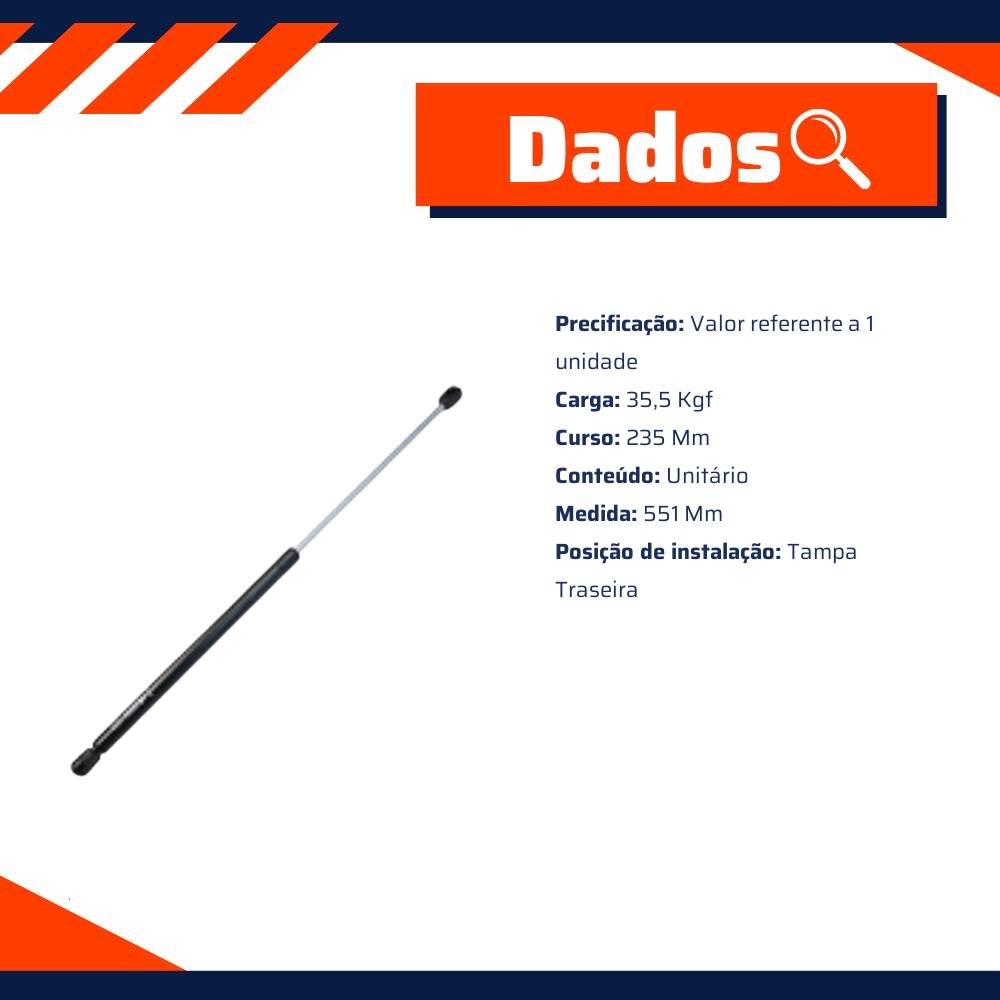 Amortecedor Mola a Gás da Tampa Traseira - Amortex - 96058
