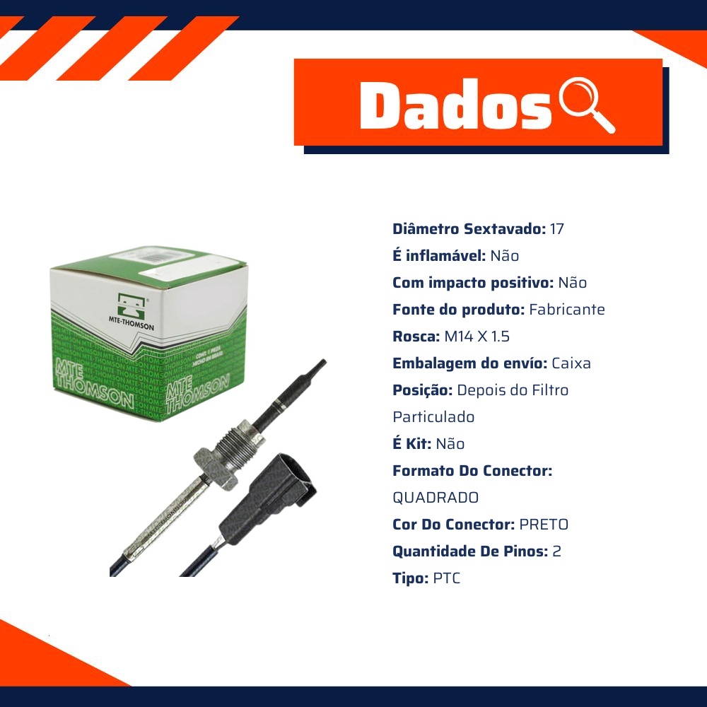 Sensor de Temperatura Dos Gases do Escapamento Egts para Ford Ranger - MTE-THOMSON - 96084