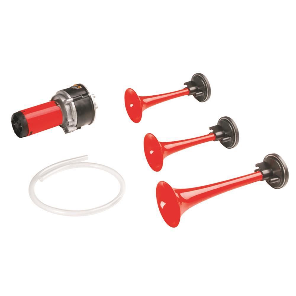 Buzina de 3 Cornetas Vermelha 12V - Gauss - GB1067