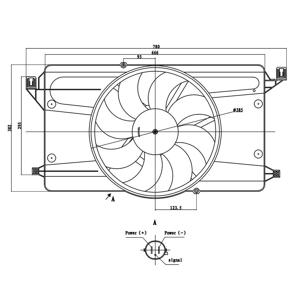Eletroventilador 12V 250W para Ford Focus e Focus Sedan - Gauss - GE1127