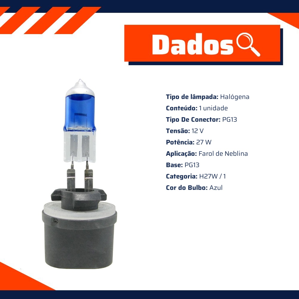 Lâmpada Halogena H27W/1 12V 27W C1 Max Light - Gauss - GL880H27A