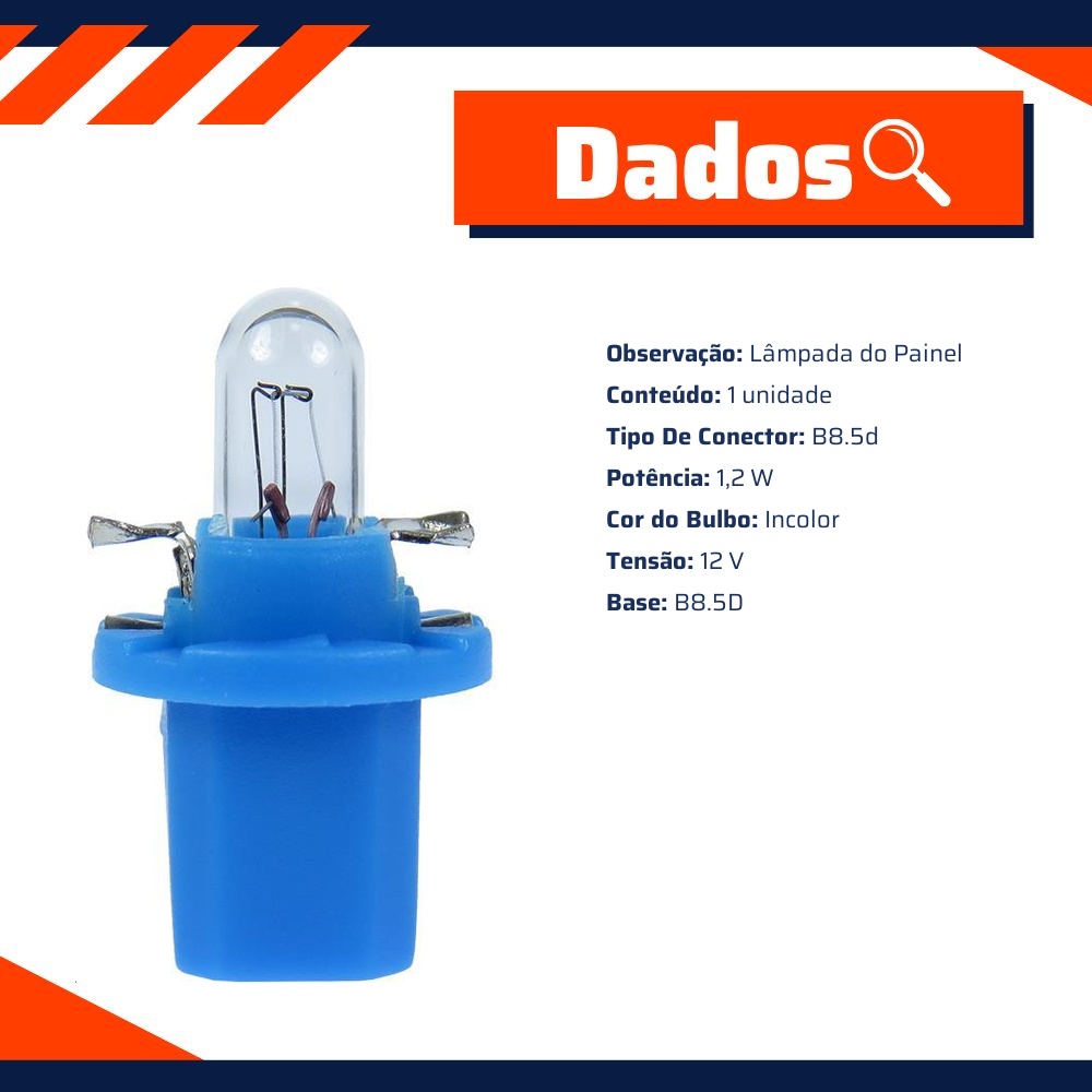 10 Lâmpadas Miniatura Painel 12V 1,2W Base Azul - Gauss - GL2721MFX