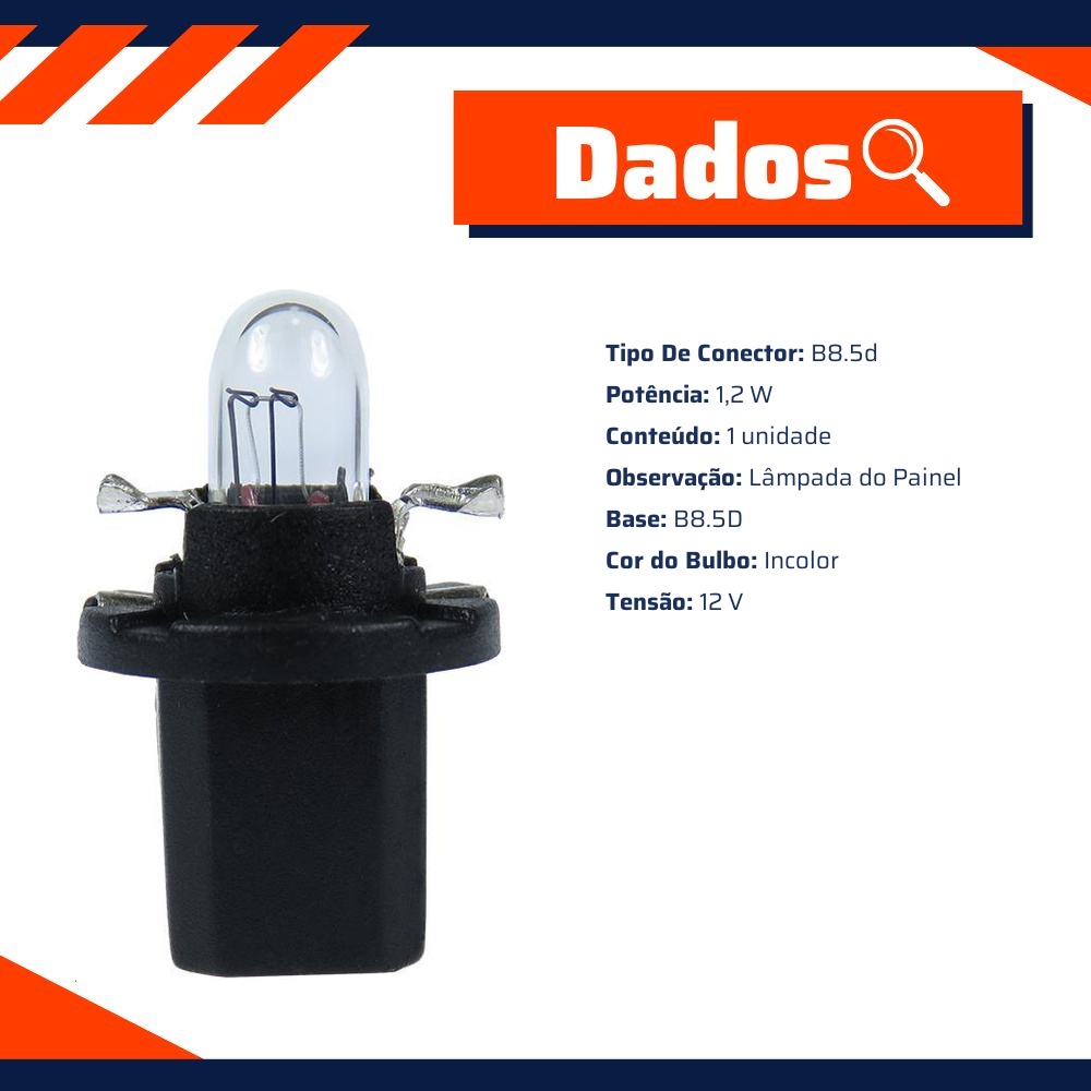Lâmpada Miniatura Painel 12V 1,2W Base Preta - Gauss - GL2721MF
