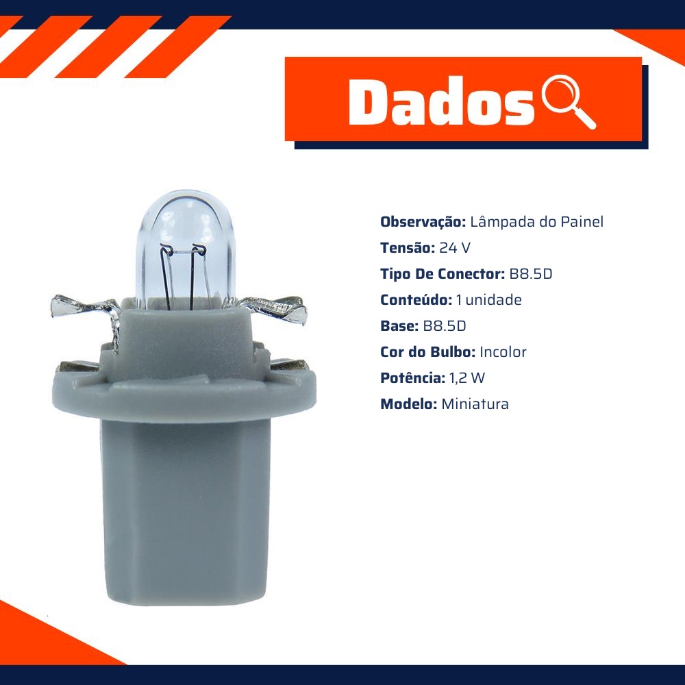 10 Lâmpadas Miniatura Painel 24V 1,2W Base Cinza - Gauss - GL2741MF