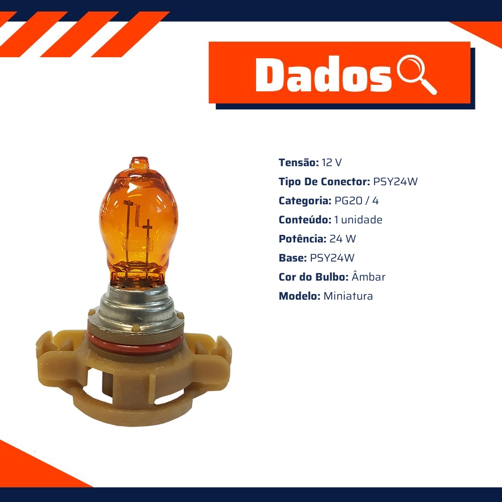 Lâmpada Miniatura Psy24W 12V 24W C1 Ambar - Gauss - GL12188