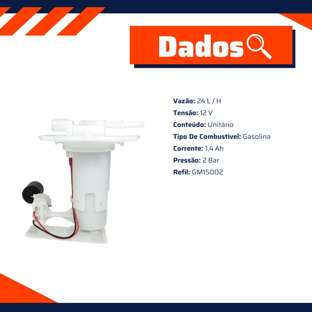 Bomba de Combustível 12V Gasolina para Honda Biz 125 - Gauss - GM14005