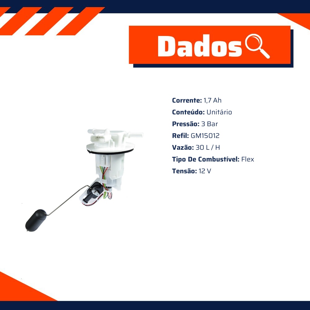 Bomba de Combustível 12V Flex para Honda CG 160 - Gauss - GM14019