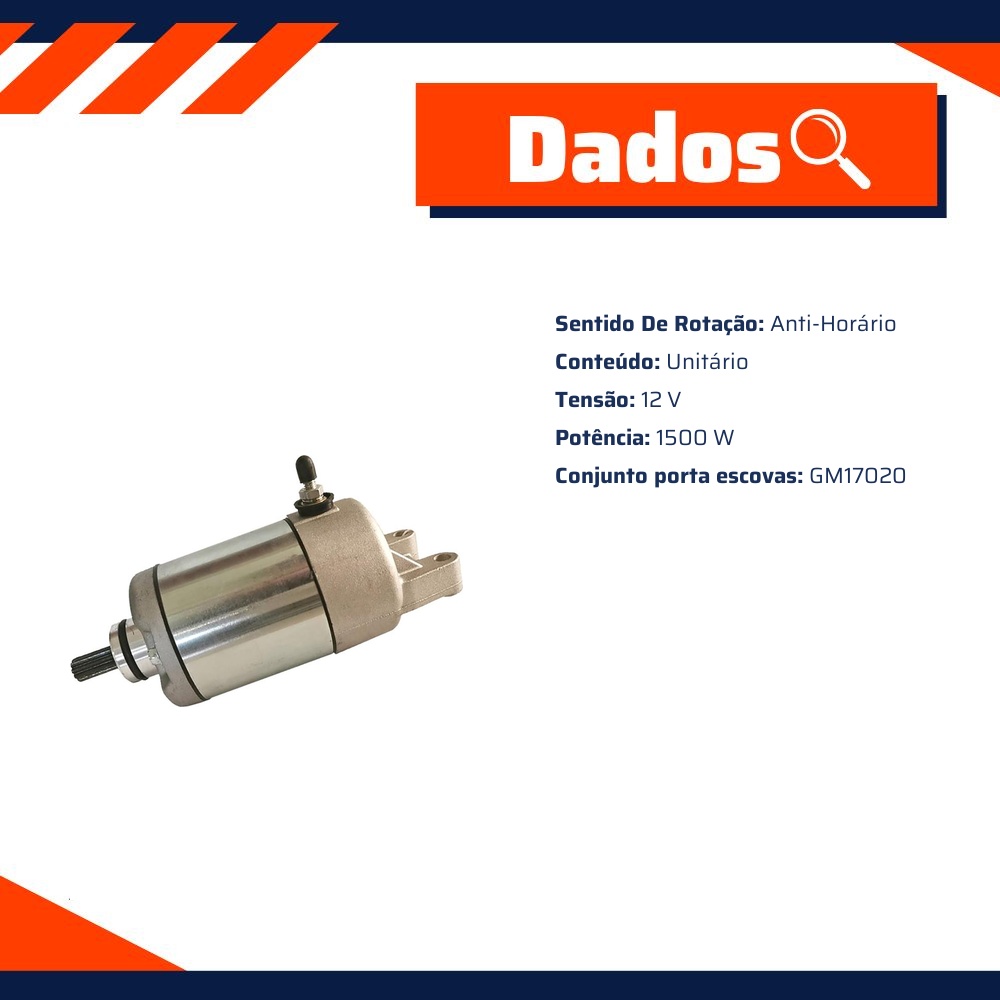 Motor de Partida 12V 1500W para Honda CB 500 - Gauss - GM23020