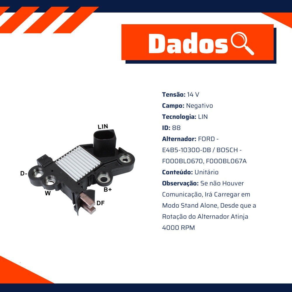 Regulador de Voltagem 14V para Ford Ka e Ka Sedan - Gauss - GA321