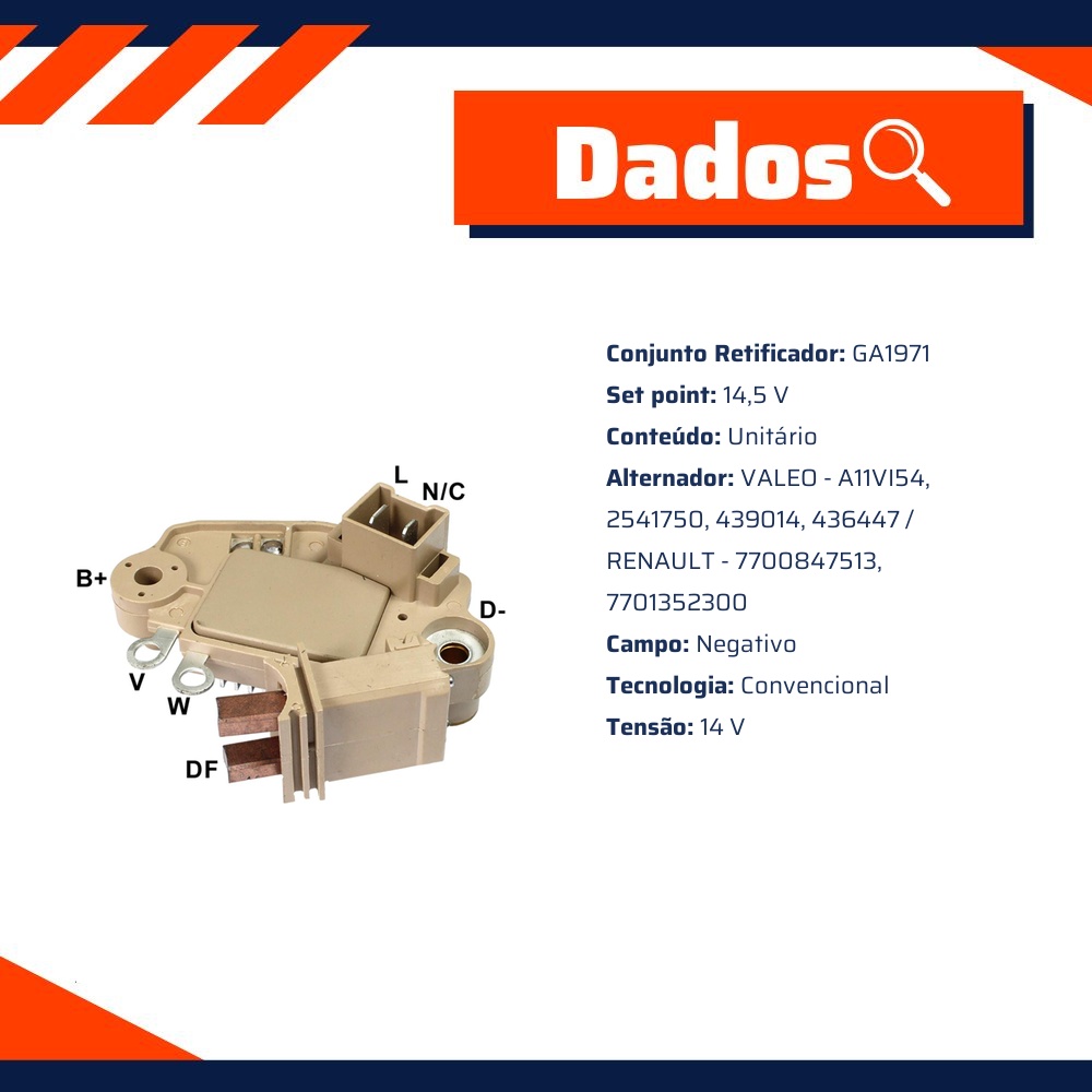 Regulador de Voltagem 14V para Renault Twingo - Gauss - GA971