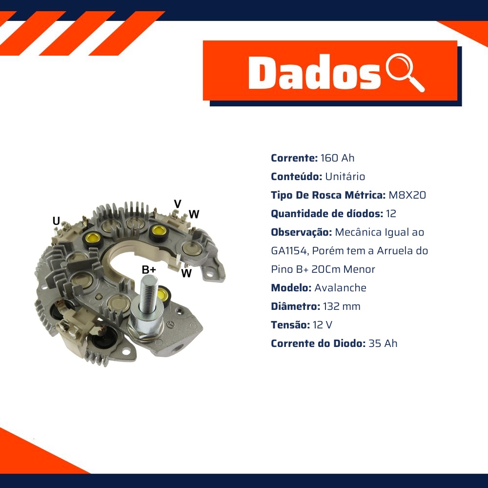 Ponte Retificadora 12V Avalanche para Chrysler 300C e Jeep Grand Cherokee - Gauss - GA1150