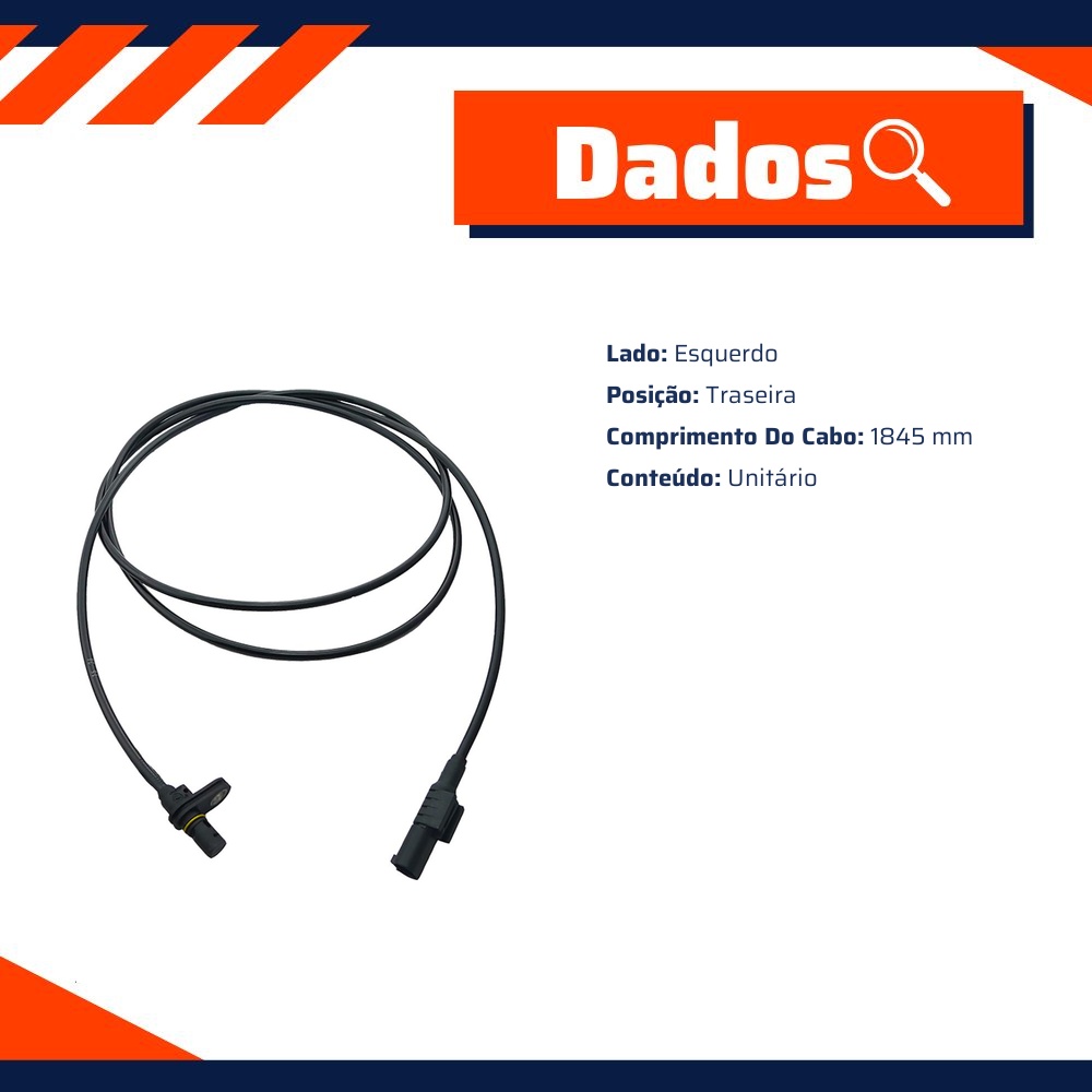 Sensor ABS Traseiro Esquerdo para Mercedes-Benz Sprinter 311 e Sprinter 313 - Gauss - GS2412