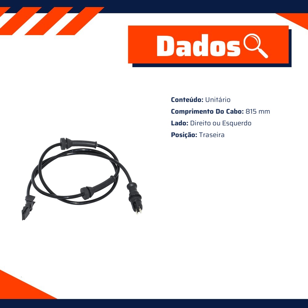 Sensor ABS Traseiro Direito ou Esquerdo para Renault Megane Cabriolet e Scenic - Gauss - GS2489