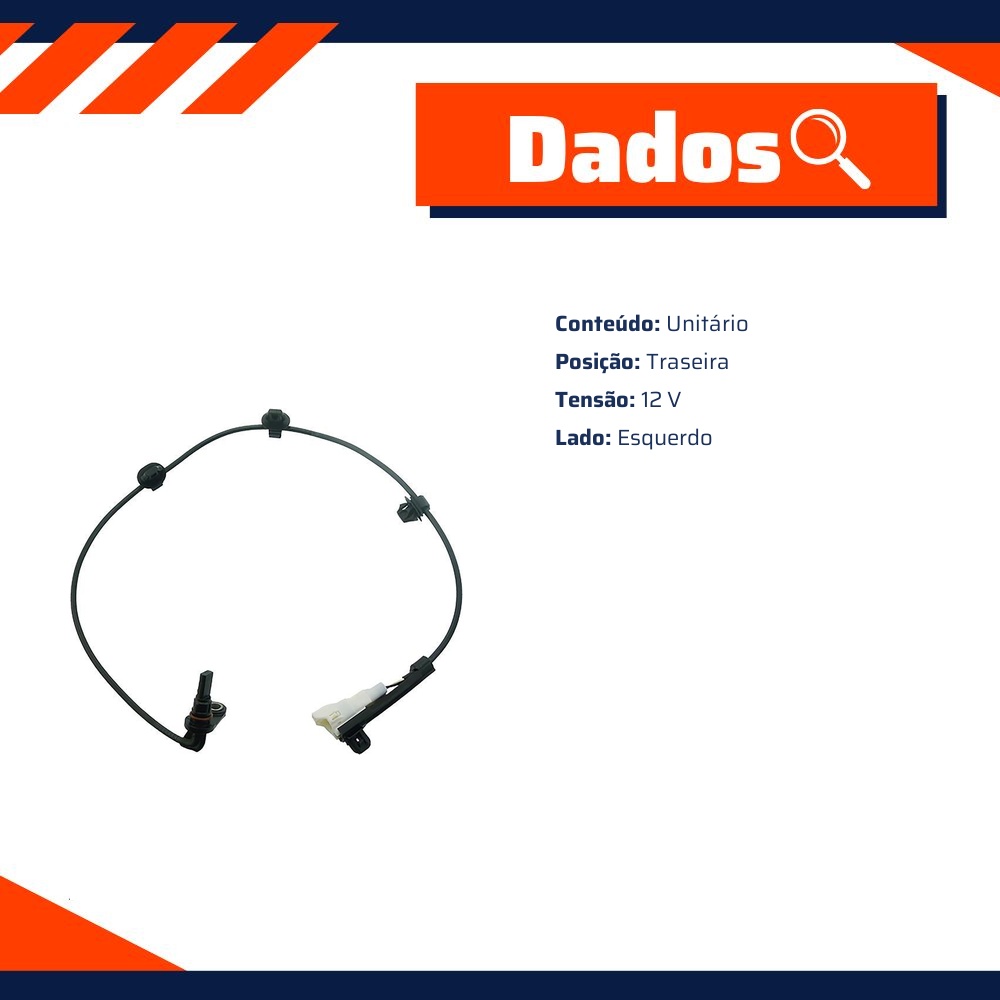 Sensor ABS Traseiro Esquerdo para Toyota SW4 - Gauss - GS2548