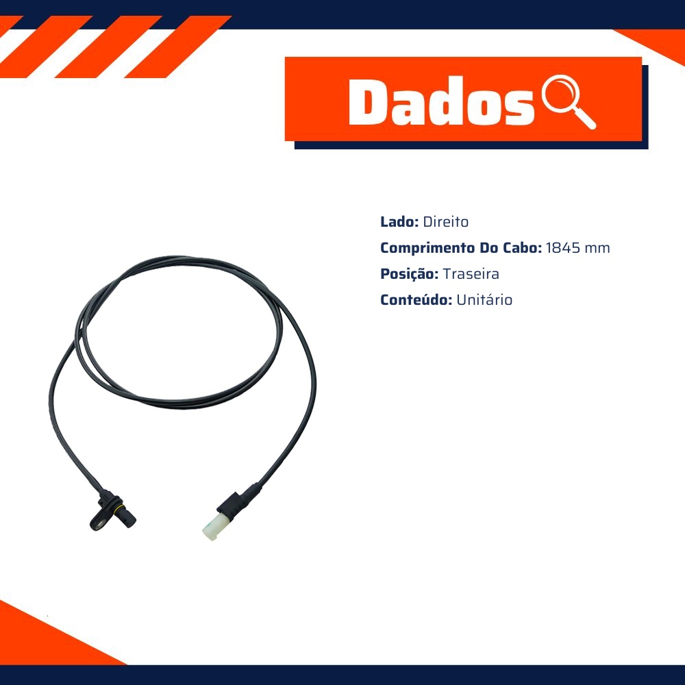 Sensor ABS Traseiro Direito para Mercedes-Benz Sprinter 311 e Sprinter 313 - Gauss - GS2712