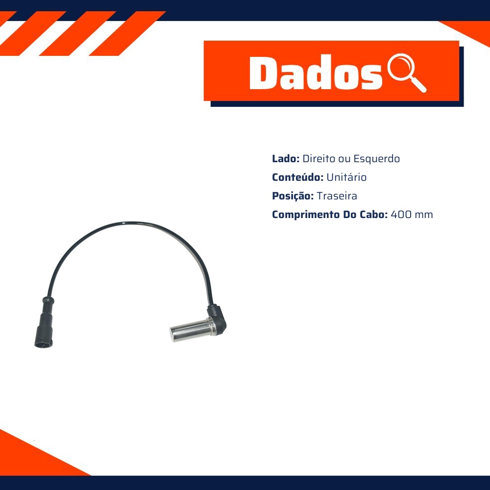 Sensor ABS Traseiro Direito ou Esquerdo para DAF XF105 FTT - Gauss - GS2729
