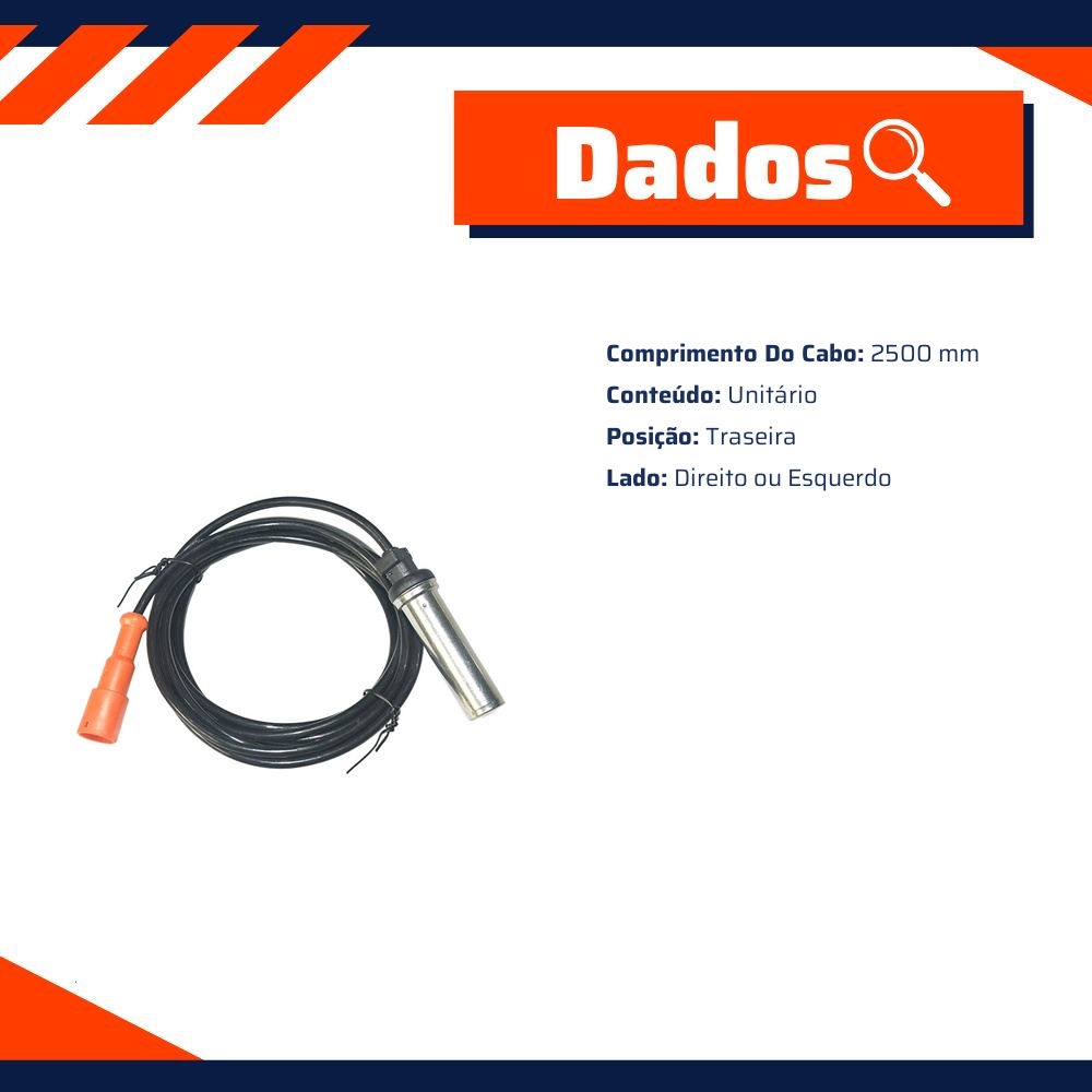 Sensor ABS Traseiro Direito ou Esquerdo para Mercedes-Benz Axor 1933 e Axor 2533 - Gauss - GS2737