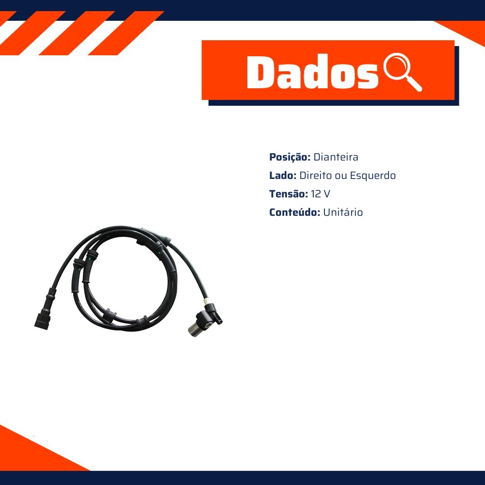 Sensor ABS Dianteiro Direito ou Esquerdo para Jeep Cherokee e Grand Cherokee - Gauss - GS2093