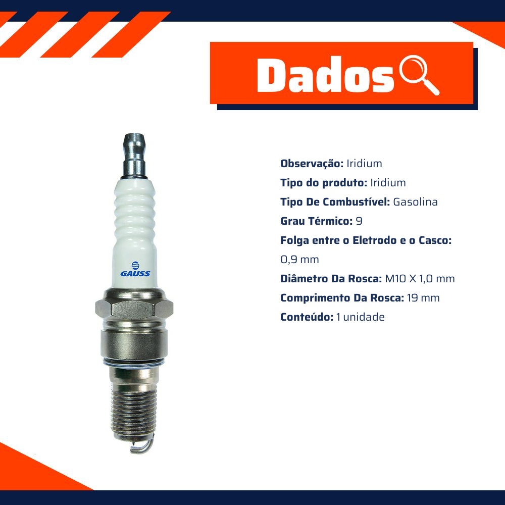 Vela de Ignição para Honda CBR 1100XX e CBR 600RR - Gauss - GV9R10I-09
