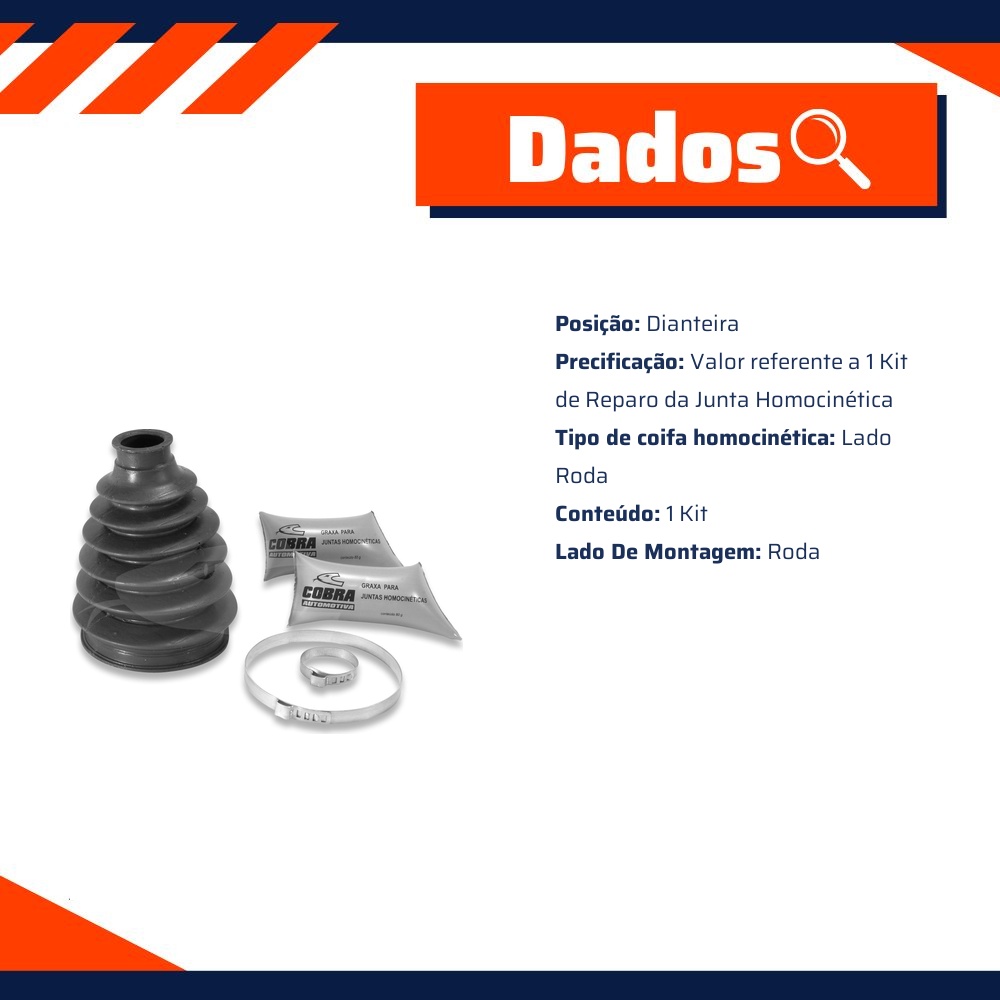 Kit Reparo Junta Homocinética para Renault Laguna e Laguna Nevada - Cobra Automotiva - HK-96R C