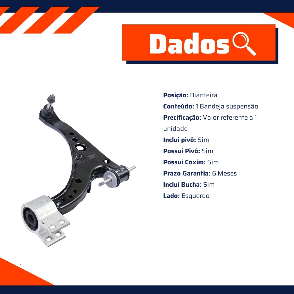Bandeja Suspensão Dianteira Esquerda para Chevrolet Cruze e Cruze Sport6 - Cofap - BJC04161M