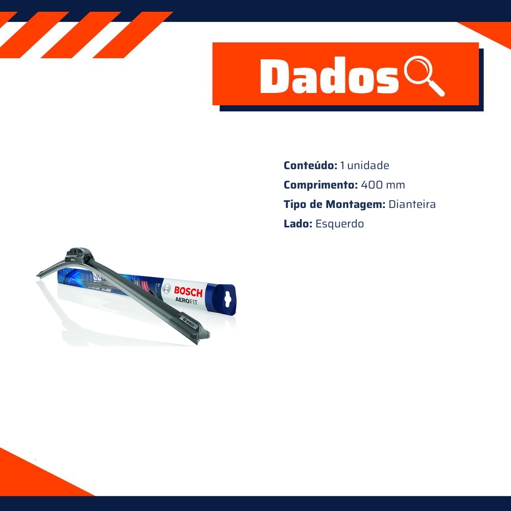 Palheta Limpador Parabrisa Original Aerofit Dianteira Af16 - Bosch - Af16