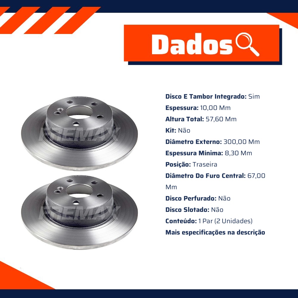 Par de Discos de Freio Sólido Traseiro - Fremax - BD6474