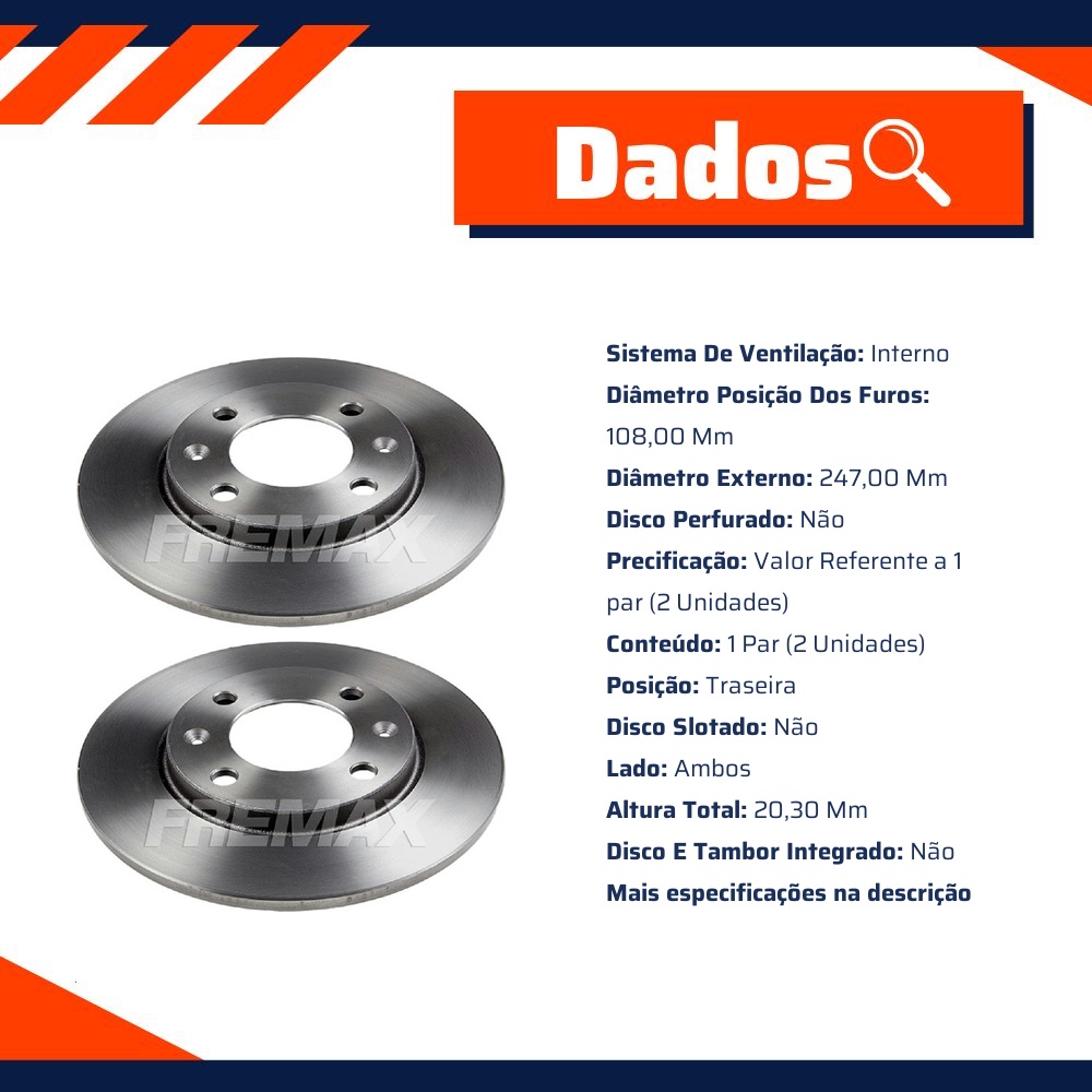 Par de Discos de Freio Sólido Traseiro - Fremax - BD4699