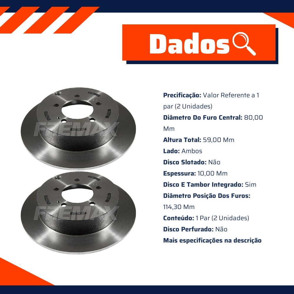 Par de Discos de Freio Sólido Traseiro - Fremax - BD4650