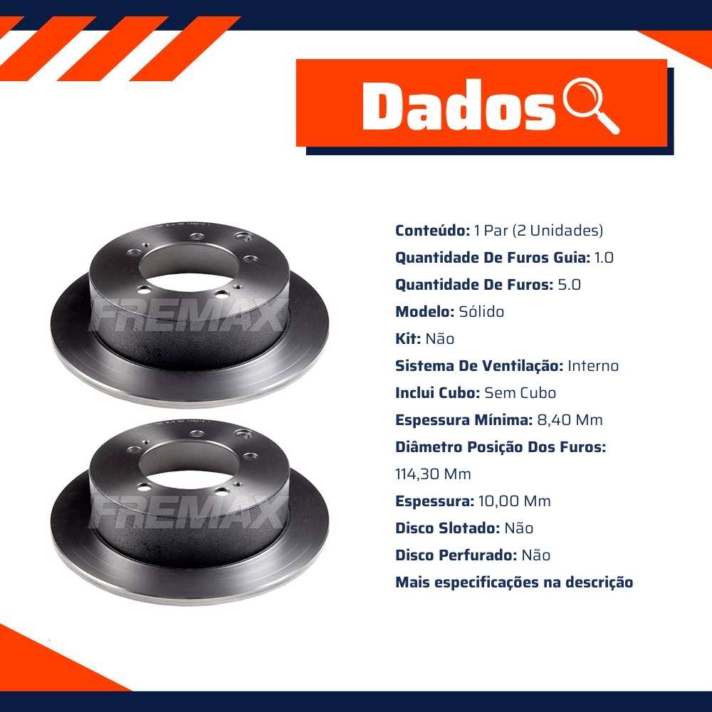 Par de Discos de Freio Sólido Traseiro - Fremax - BD8326