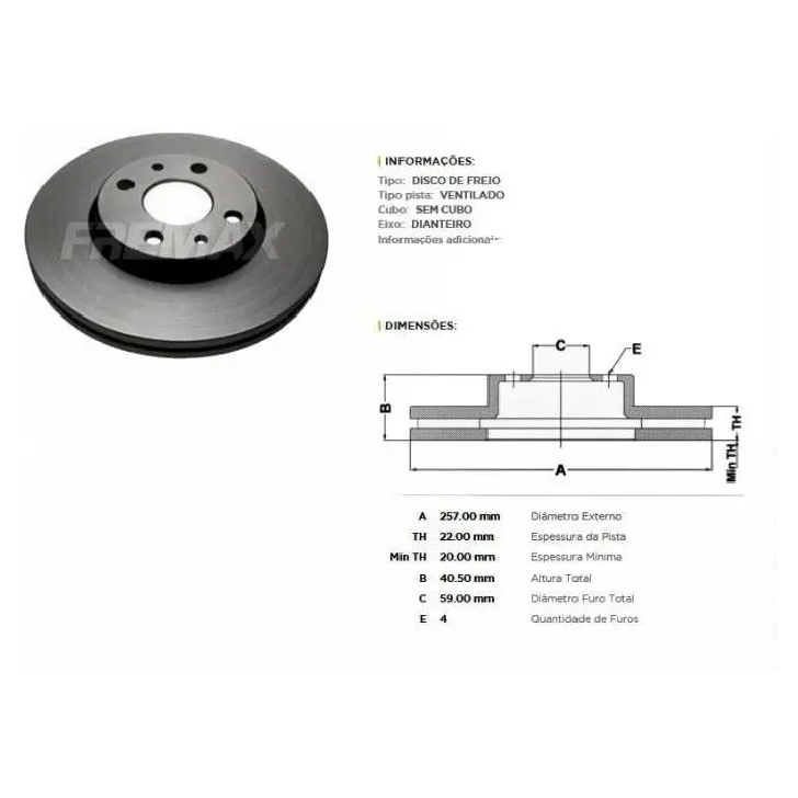 Par Disco de Freio Ventilado Dianteiro - Fremax - BD1650