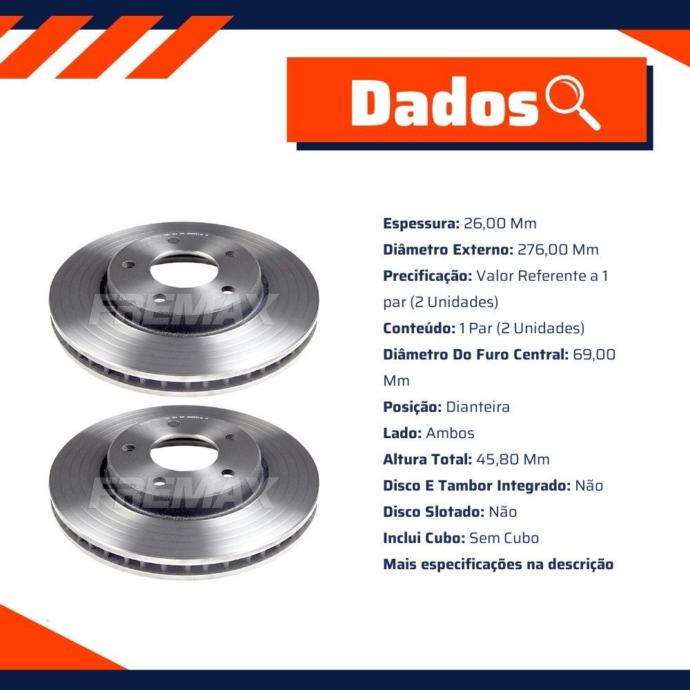 Par de Discos de Freio Ventilado Dianteiro - Fremax - BD5923