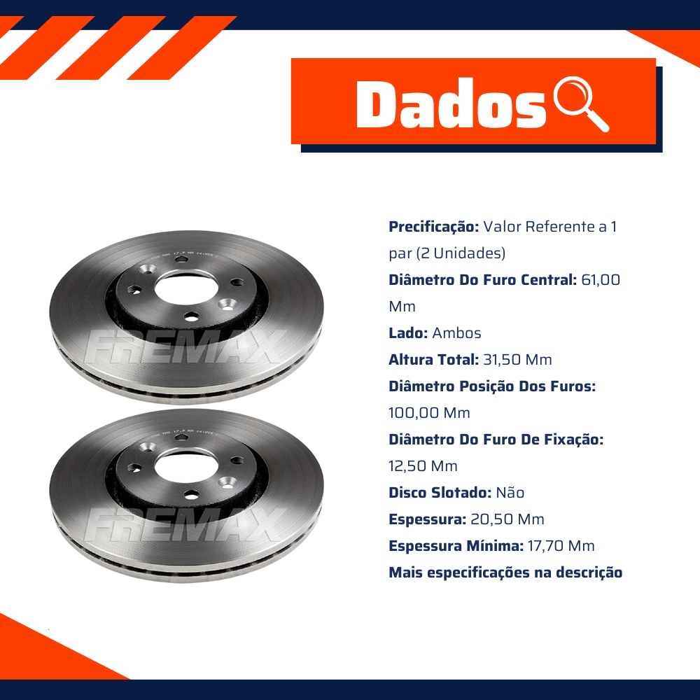 Par de Discos de Freio Ventilado Dianteiro - Fremax - BD4193