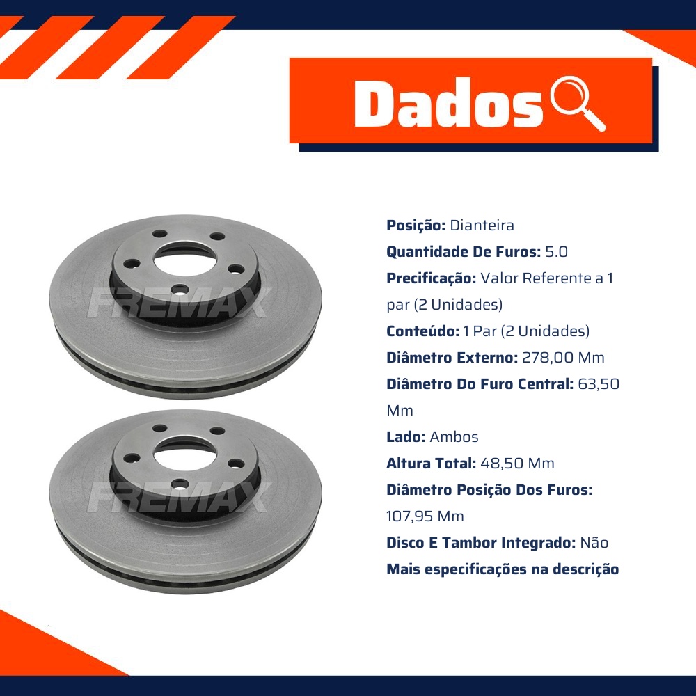 Par de Discos de Freio Ventilado Dianteiro - Fremax - BD3963