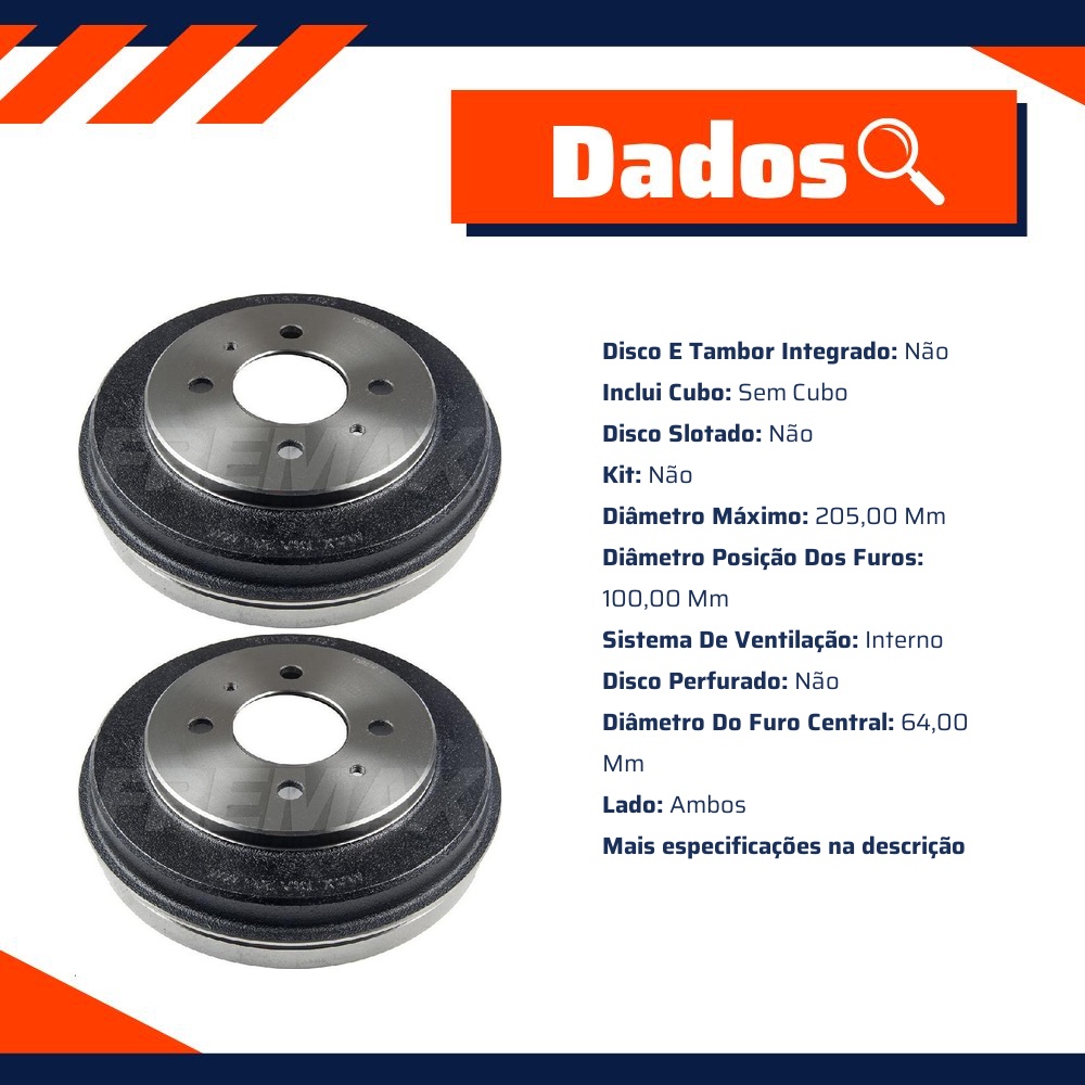 Par de Tambor de Freio Traseiro - Fremax - BD4423