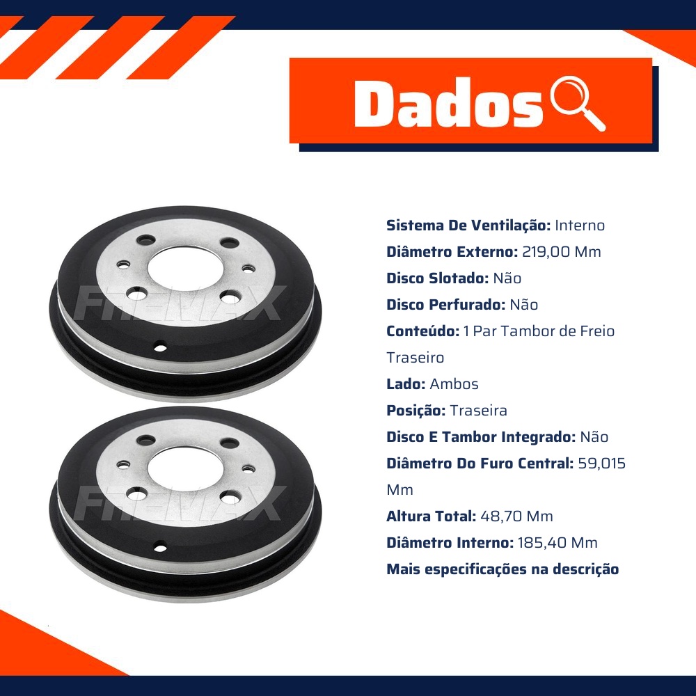 Par de Tambor de Freio Traseiro - Fremax - BD8930