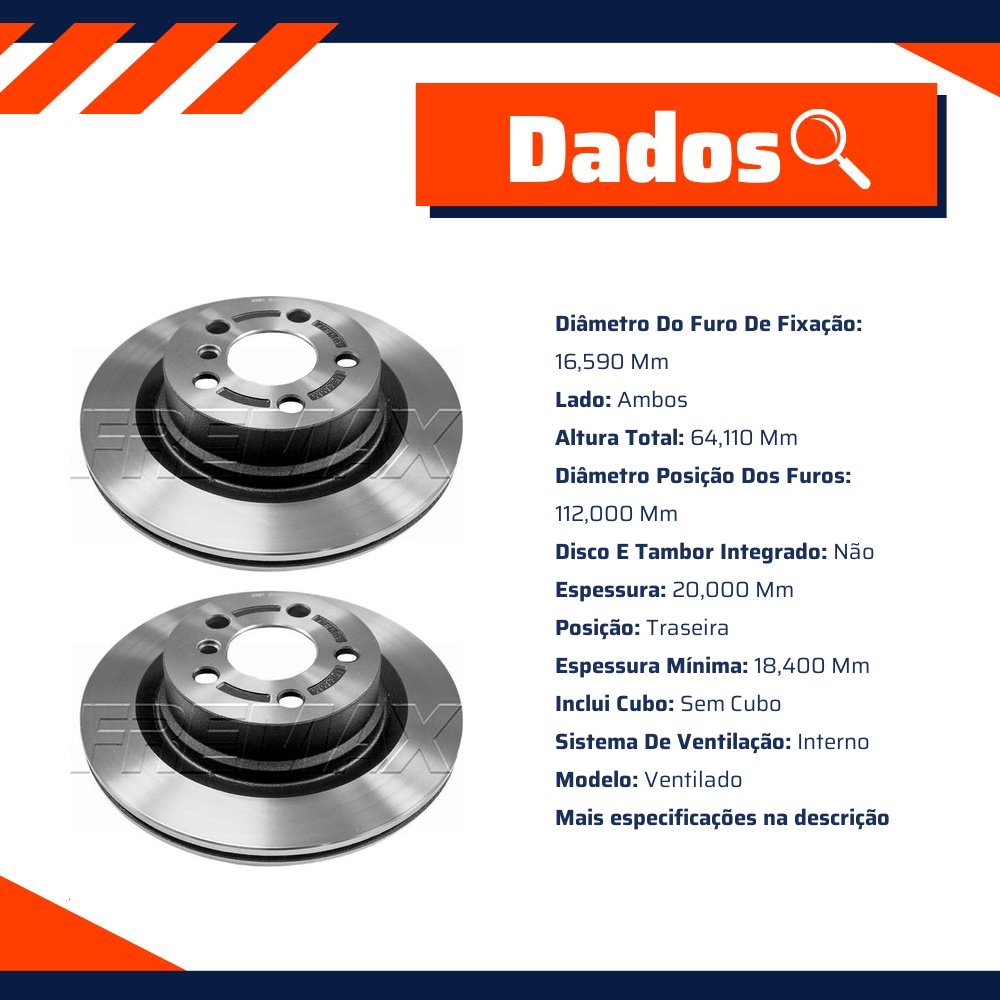 Par de Discos de Freio Ventilado Traseiro - Fremax - BD3201