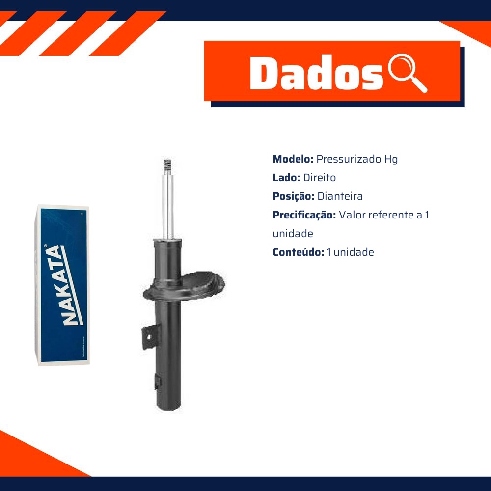 Amortecedor Dianteiro Direito da Suspensão - Nakata - HG 33049