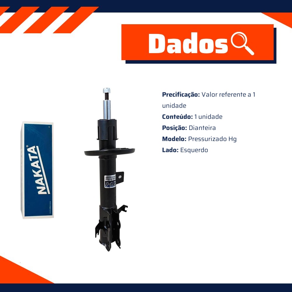 Amortecedor Dianteiro Esquerdo da Suspensão para Ford Ecosport - Nakata - HG 41011