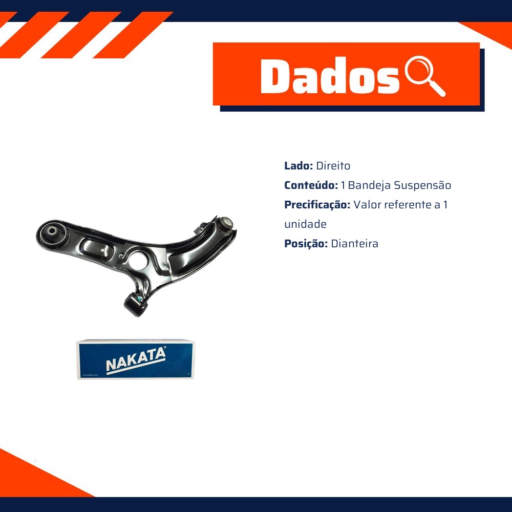 Bandeja de Suspensão Dianteira Direita - Nakata - NBJ8008DP