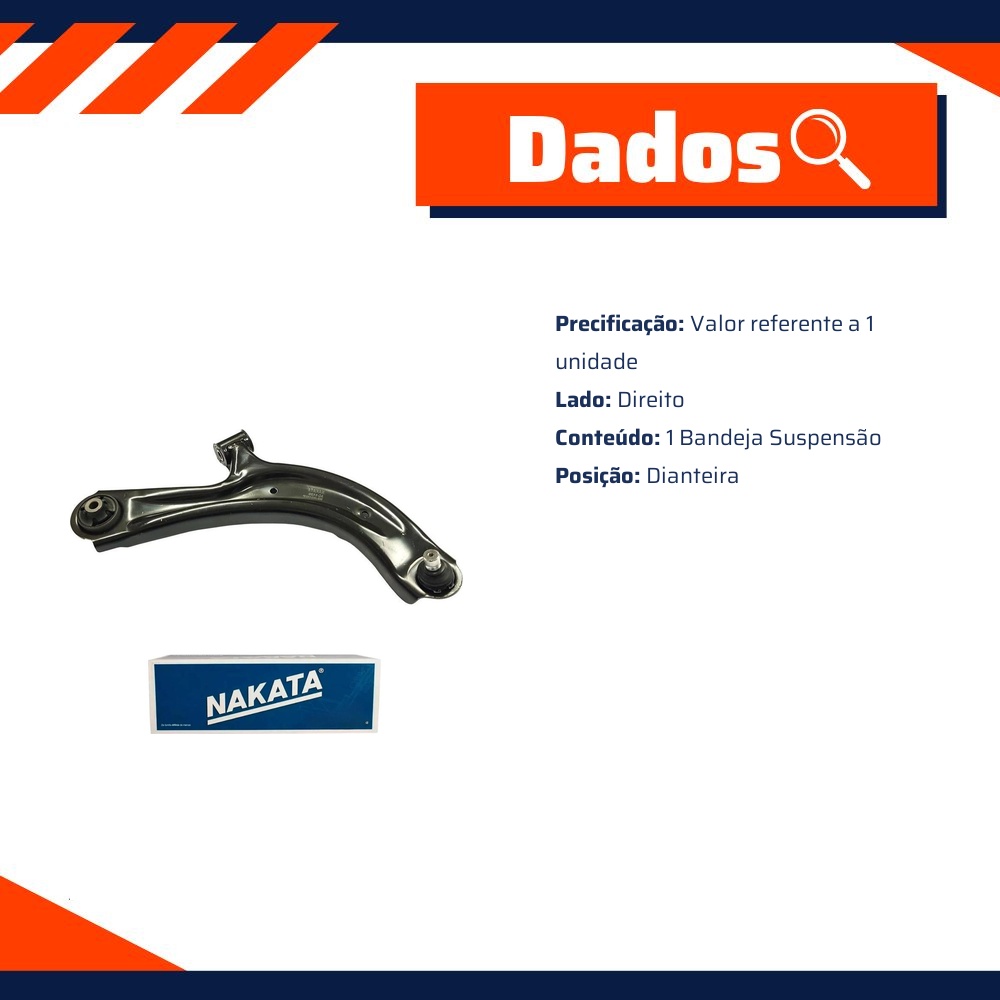 Bandeja de Suspensão Dianteira Direita para Nissan Sentra - Nakata - NBJ6019DP