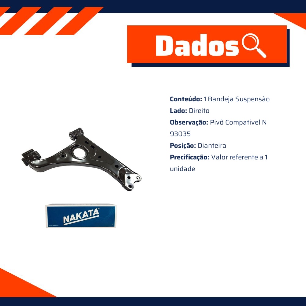 Bandeja de Suspensão Dianteira Direita para Chevrolet Tracker - Nakata - NBJ3025D