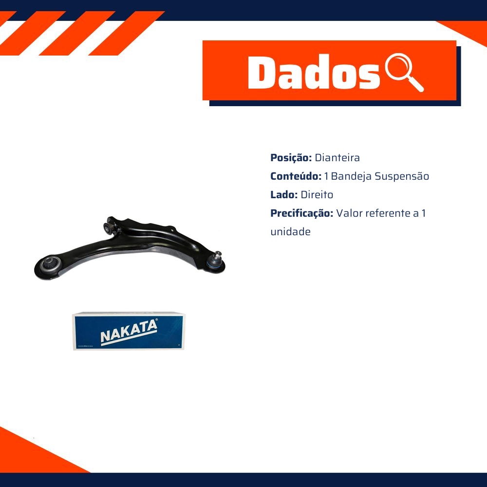 Bandeja de Suspensão Dianteira Direita para Renault Megane e Megane Grand Tour - Nakata - NBJ6008DP