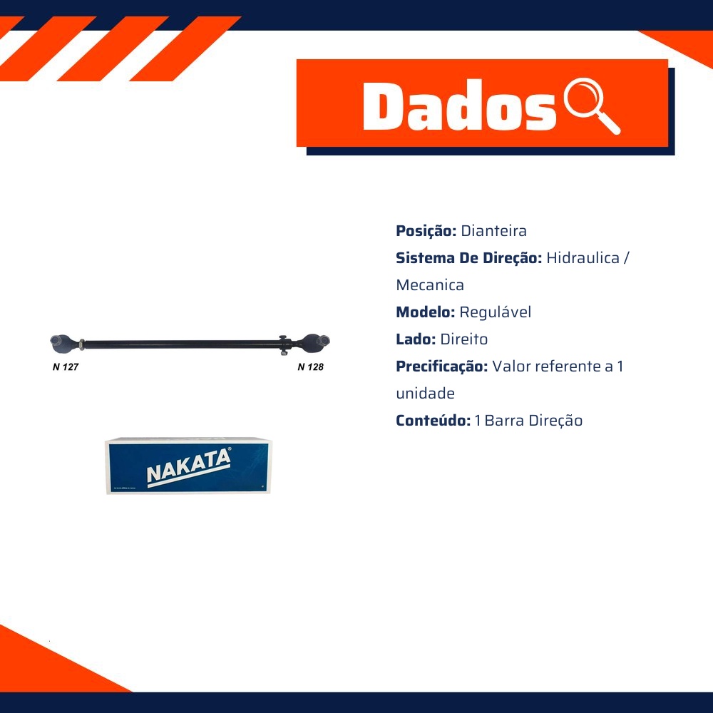 Barra de Direção Dianteira Direita - Nakata - N 142